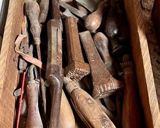 Antique Leather Tooling Punches Tools in Old Box