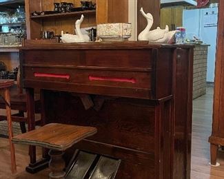 Antique Pump Organ out of Holy Cross Catholic Church in East Bernard, Vintage Hull Swan Planters