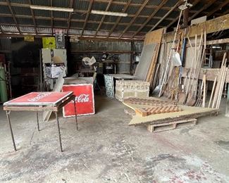Enamelware Coca Cola Tabletops, Yard Tools, Lumber
AIR COMPRESSOR, ACETYLENE TANKS AND WELDER NOT FOR SALE
