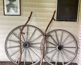 Antique Wagon Wheels, Antique Farm Hay Scythe