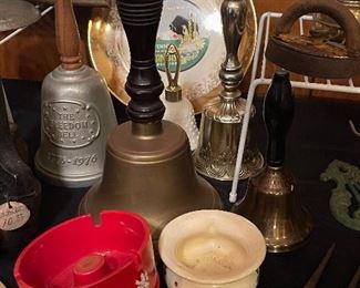 Vintage School Bell and Bell Collection, Vintage Advertising Ashtrays