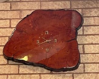 MCM Vintage Wood Slab Clock