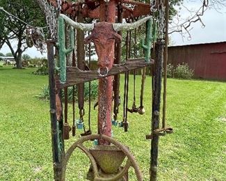 Vintage Metal Western Decor, Branding Irons, Horse Bits, Grinder, Metal Longhorn