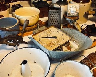 Vintage Enamelware, Old Hanging Hanson Scale, Vintage Coffee Grinder