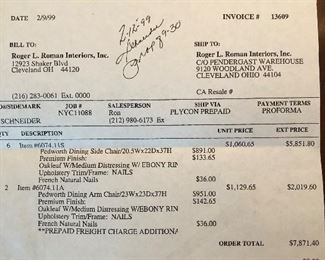 Retail on the chairs $8,421.40