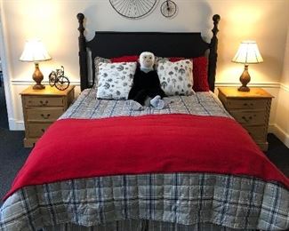 Queen frame (mattress may not be available), night stands etc