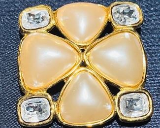 Iconic signed Chanel Gripoix crystal pin circa 1990s 