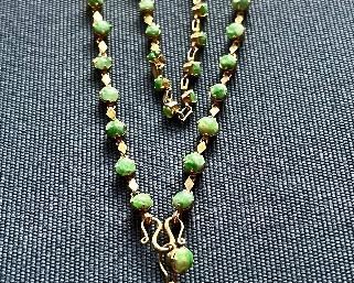 Vintage Applegreen jadeite silver gilt necklace.