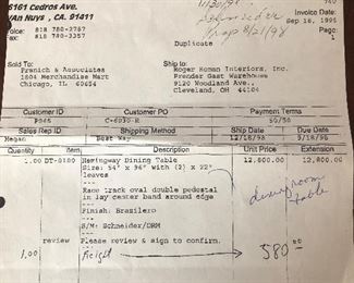 Retail on the dining table $12,800