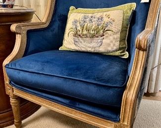 Blue curved back chair 