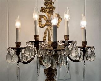 Pair of crystal wall sconces 