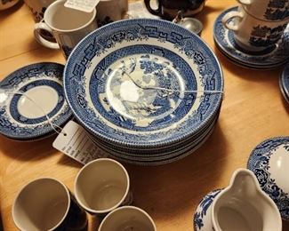 Blue Willow including Churchill, Johnson Brothers, and Japan