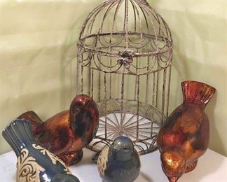Birds with Cage Decor