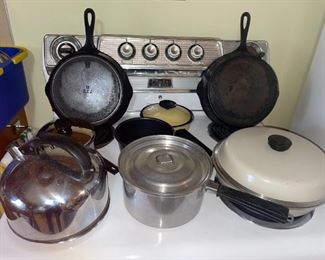 Victor Cast Iron Skillet #8 722B, Wapak Cast Iron Skillet, Etc!
