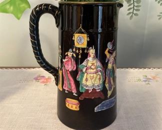 English Jackfield Enameled Chinoiserie Pitcher!
