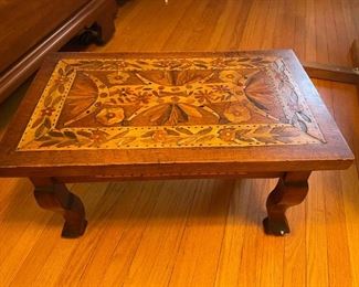 Handmade Parquetry Inlaid Veneer Wood Stool Pic 1 of 2!
