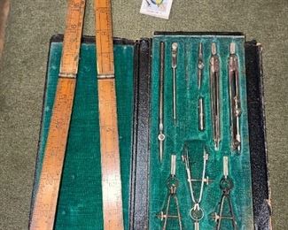 Schoenner Germany Drafting Tools, Foxwood #732 Folding Wood/Brass Ruler!
