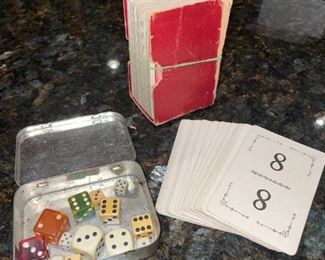Vintage Bakelite Dice & Flinch Card Game Early 1900s!