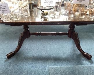 Carved Wood Coffee Table w/Glass Top!