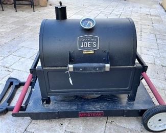 Oklahoma Joe's Portable BBQ. Owner added cart for easy transport to campsite, picnic area or? $125. Text if you're interested. 