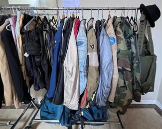 Men's clothing...mostly father (XL), some son. Father Navy active/reserve...son Air Force. Both involved in motorsports. 