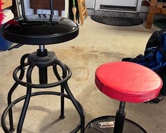Adjustable shop stool and rolling mechanic's stool