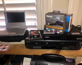 DVD/VHS combo deck, ROKU and other electronics