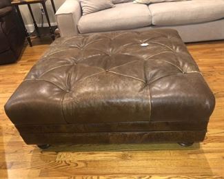 Large leather ottoman