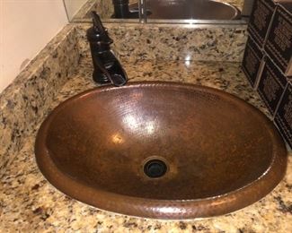 Hammered copper bar sink for sale