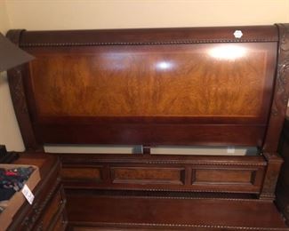 And matching burl inlay sleigh bed