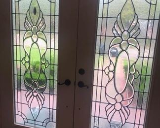 Leaded glass entry doors are for sale