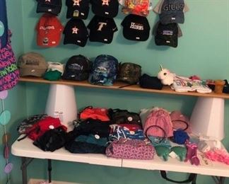 Caps, clothes, etc