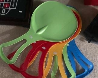 A stack of L.L. Bean "Slope Sliders" for snow