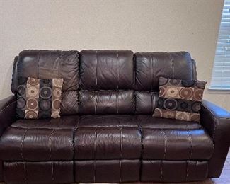 Leather couch w/ 2 electric recliners 