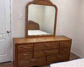 Solid wood dresser w/mirror 