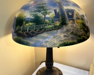 LAMP W/GLASS SHADE