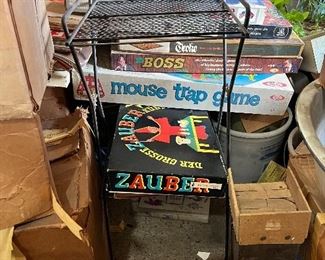 Vintage Board games and MCM table/magazine rack