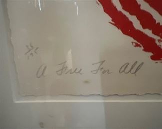 James Rosenquist 1933-2017 Print Signed in Pencil "A Free For All"  low numbered print 35/175
