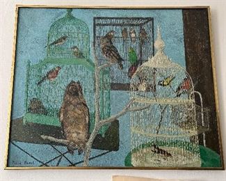 Art By Pierre Ramel 1922-1997 Owls & Birdcages
