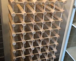 J.K. Adams modular wooden wine rack in natural unfinished hardwood - holds 55 bottles. Can be used horizontally or taken apart & reconfigured. (As shown 45.5”H, 21.5”W, 11”D) 