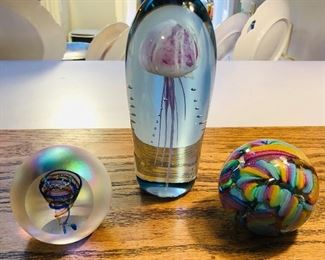 Art glass paperweights - left one is by Glass Eye Studio