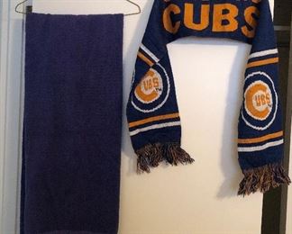 IBM towel, Chicago Cubs knit scarf 