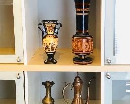 Souvenir vases, pierced metal lantern