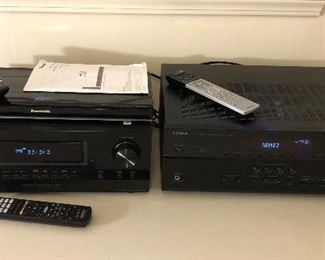Home theater equipment: Sony multi-channel AV receiver (STR-DH520), Panasonic Blu-ray disc player (DMP-BDT210) , Yamaha Natural Sound AV receiver (RX-V679) - all 3 with remote