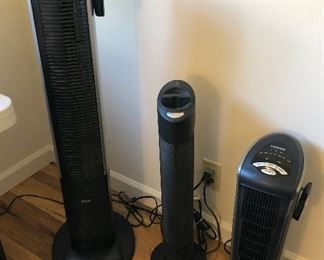 Seville Classics tower fan w/ remote, Sharper Image Ionic Breeze air purifier (S1637), Lasko Ceramic Element heater w/ remote (751320) 