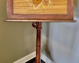 Gorgeous music stand with inlaid wood design