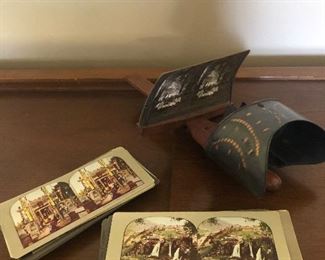 Antique Stereoscope with stereograph cards
