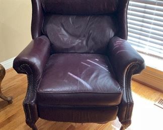 Mahogany Leather Wingback Chair