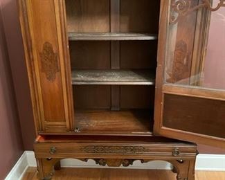 vintage china cabinet open