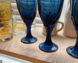noritake blue goblets